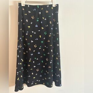 Ann Taylor Black A-Line Skirt with Colorful Floral Accents
